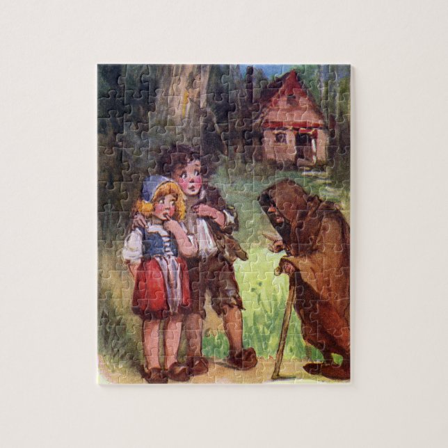 Hansel und Gretel treffen die Hexe Puzzle (Vertikal)