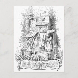 Hansel und Gretel treffen sich zur Hexe Postkarte
