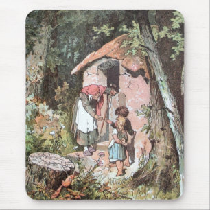Hansel und Gretel und die Hexe an der Tür Mousepad