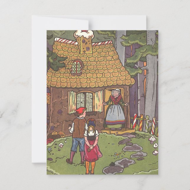 Hansel und Gretel, Vintage Märchen von Hauman Einladung (Vorderseite)