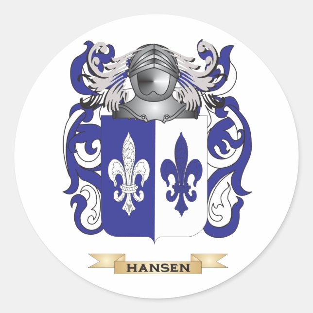 Hansen-(Schweden)-Wappen (Familienwappen) Runder Aufkleber (Vorderseite)
