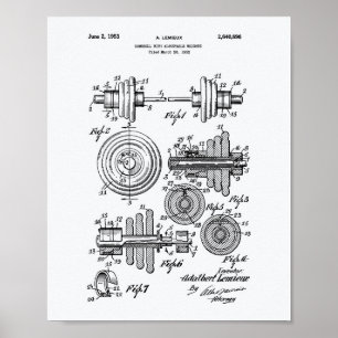 Hantel 1953 Patent Kunst Weißpapier Poster