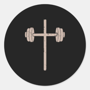 Hantel Kreuz Hantel Glauben-Fitness Christlich Wor Runder Aufkleber