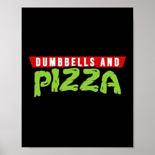 Hanteln und Pizza Lustige süße Schildkröte Themen- Poster