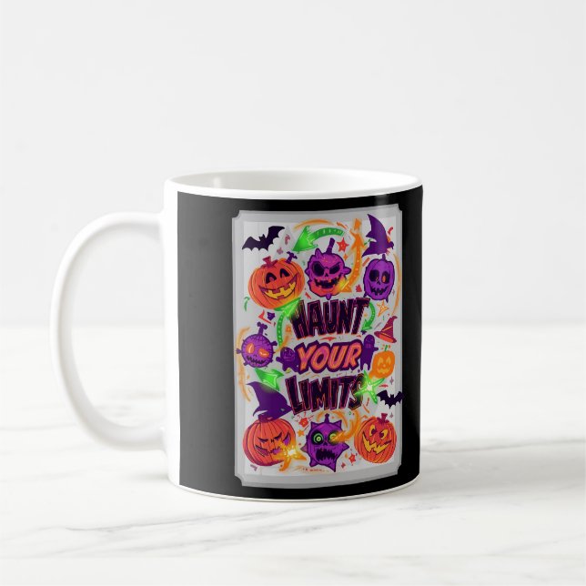 Hantieren Sie Ihre Grenzen Neon Halloween Kaffeetasse (Links)