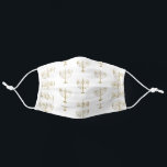 Hanukah Gold Menorah auf weißem Muster Mund-Nasen-Maske Aus Stoff<br><div class="desc">Diese elegante Hanukah Gesichtsmaske weist ein Muster von Imitaten goldenen Menorah auf einem weißen Hintergrund auf.</div>