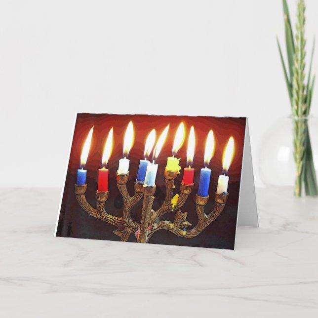Hanukah Menorah Card Feiertagskarte (Vorderseite)