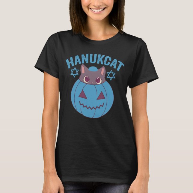 Hanukcat Kawaii Pumpkin Cat Jewish Holiday Gift T-Shirt (Vorderseite)