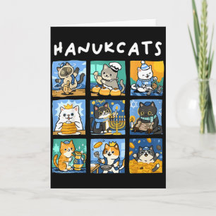 Hanukcats Hanukkah Katzen Menorah Jüdisch Chanukah Karte