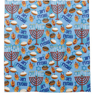 Hanukiahs, Menorahs und Candles Muster Duschvorhang