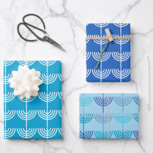 Hanukka Chanukah Menorah Muster Geschenkpapier Set
