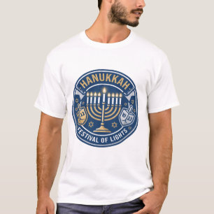 Hanukka-Fest der Lichter Menora & Dreidel T-Shirt