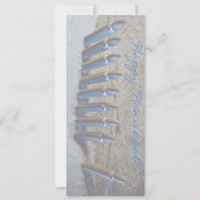 Hanukka im Schnee! Flachkarte auf metallischem Pap Einladung (Vorderseite)