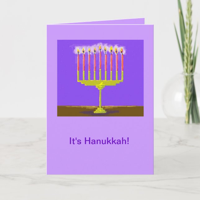 Hanukka Karte mit sehr hellem Menorah (Vorderseite)