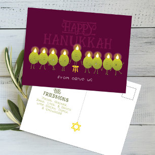 Hanukka-Menora Oliven, Wein-Gruppe Postkarte