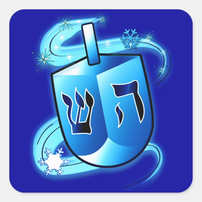 Hanukka mit Dreidel Quadratischer Aufkleber (Vorderseite)