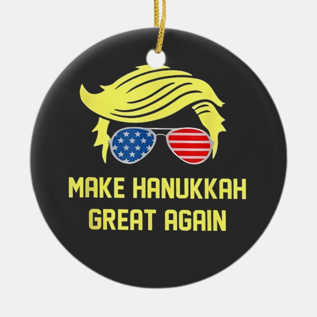 Hanukka wieder groß machen Trump jüdisch Keramik Ornament (Vorne)