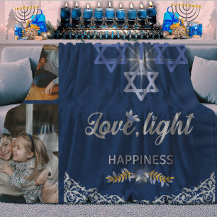 Hanukka-Wunder in Navy Blau - Schönes Familienfoto Sherpadecke