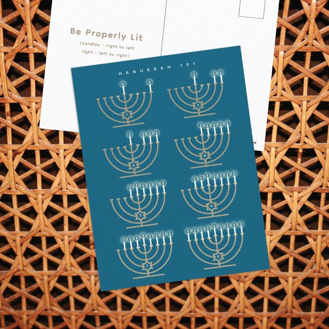 Hanukkah 101 Holiday Postcard Feiertagspostkarte (Von Creator hochgeladen)