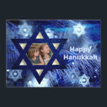 Hanukkah 1 Foto Familie Kinder blau Feiertagskarte<br><div class="desc">Hanukkah 1 Foto Family Kinder Blue Holiday Card</div>