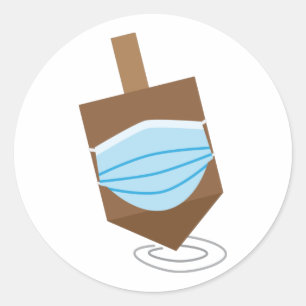 Hanukkah 2020 - Spinning top mit Gesichtsmaske Runder Aufkleber