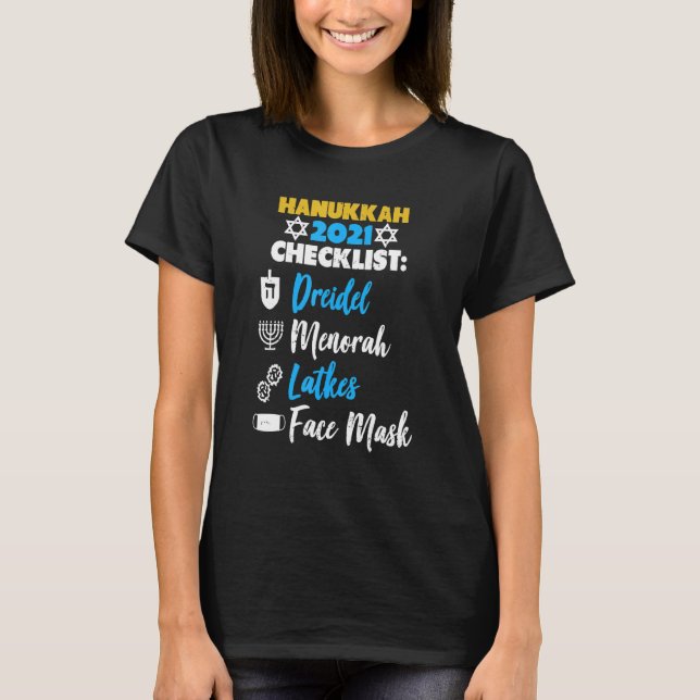 Hanukkah 2021 Checklist Face Mask Quarantine Chan T-Shirt (Vorderseite)
