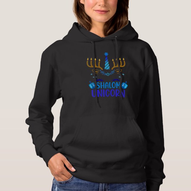Hanukkah 2022 Unicorn Cute Decorations Menorah Cha Hoodie (Vorderseite)