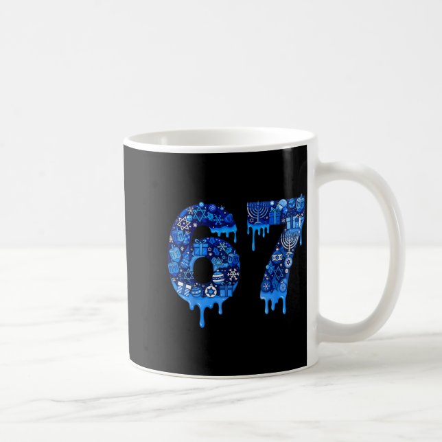 Hanukkah 67 Six Seven Boy Girl Kids 67 Meme Hanukk Kaffeetasse (Rechts)