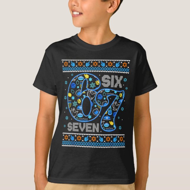 Hanukkah 67 Six Seven Boy Girl Kids 67 Meme Hanukk T-Shirt (Vorderseite)