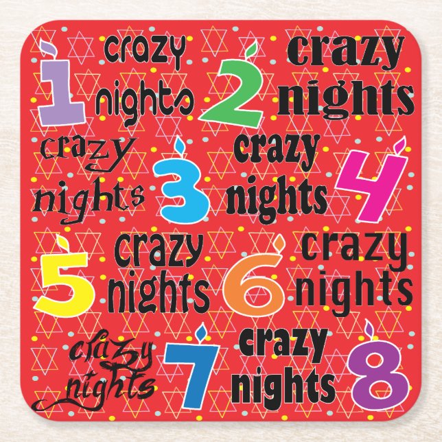Hanukkah Aight Crazy Nights Red Rechteckiger Pappuntersetzer (Vorderseite)