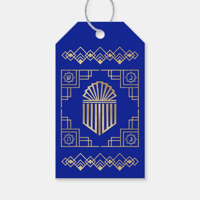 Hanukkah Art Deco Dreidel Design Geschenkanhänger (Vorderseite)