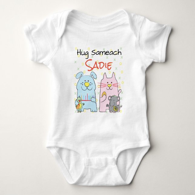 Hanukkah Baby Bodysuit "Hug Sameach" Strampler (Vorderseite)