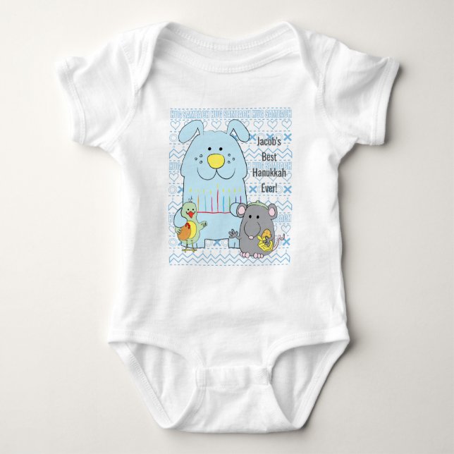 Hanukkah Baby Jersey Body Anzug/Cat+Mouse+Bird Baby Strampler (Vorderseite)