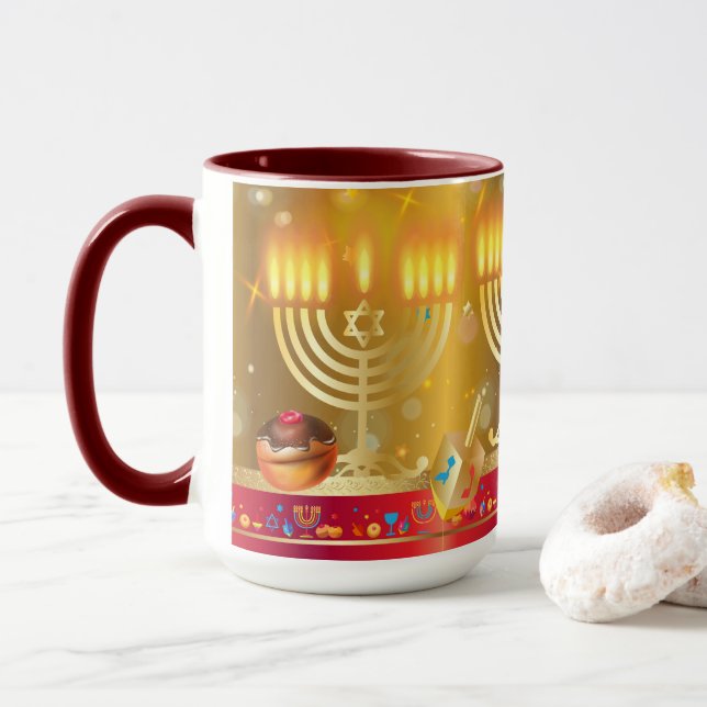 Hanukkah Beautiful Judenurlaub Gold Tasse (Mit Donut)