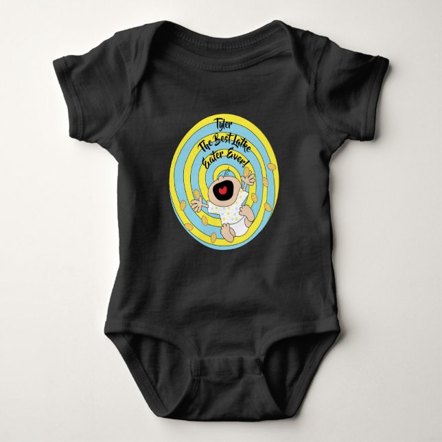 Hanukkah "Best Latke Eater" Baby Jersey Bodysuit Strampler (Vorderseite)