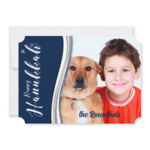 Hanukkah Blau und Weiß mit Foto und Name