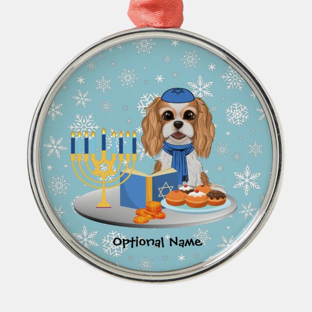 Hanukkah Blenheim Cavalier King Charles Spaniel Wr Ornament Aus Metall (Vorne)