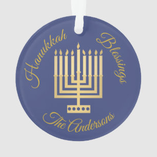 Hanukkah Blessings Gold Menorah Personalisiert Ornament