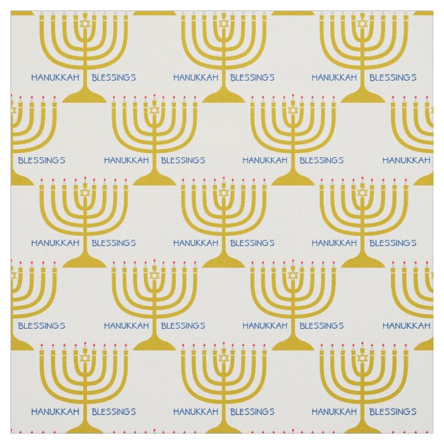 HANUKKAH BLESSINGS | Menorah Anpassbarer Text Stoff (Muster)