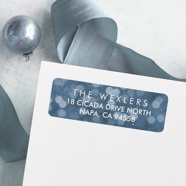 Hanukkah Blue Bokeh Rücksendeadresse (Von Creator hochgeladen)