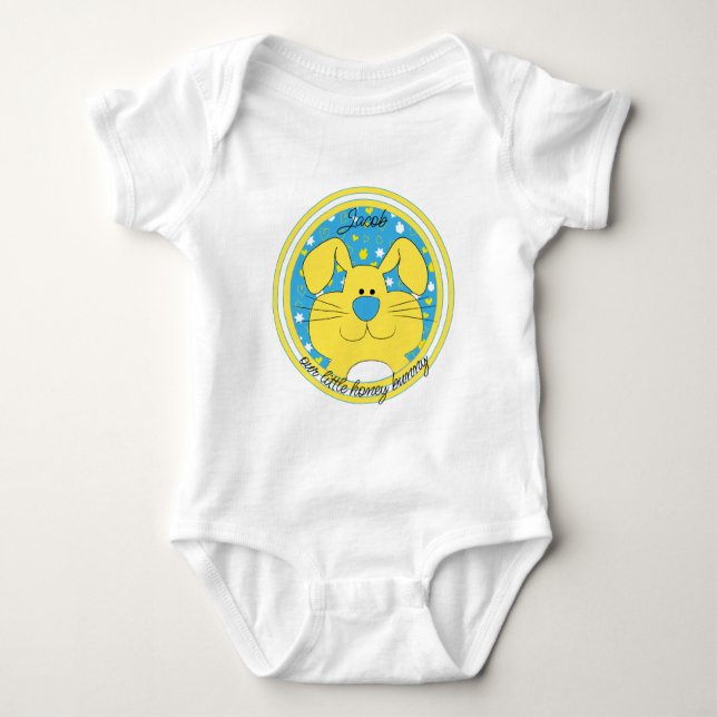 Hanukkah "Blue Honey Bunny" Baby Jersey Bodysuit Strampler (Vorderseite)