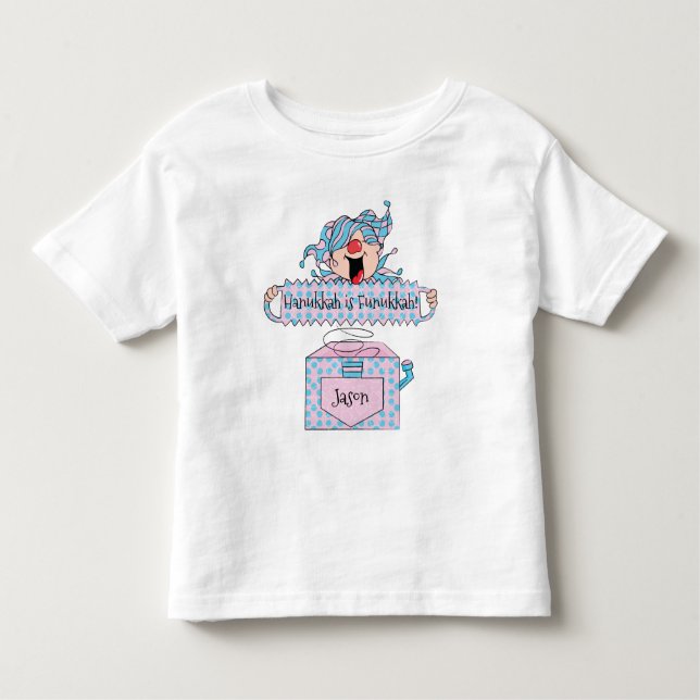 Hanukkah Blue Pink Shirt "Dreidel in the Box" (Vorderseite)