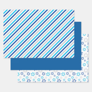 Hanukkah Blue Silver Geschenkpapier Set