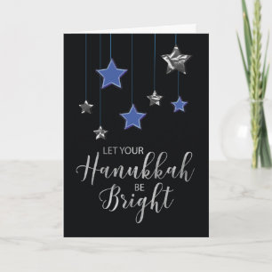 Hanukkah Blue und Silver Shinters Stars auf Schwar Karte