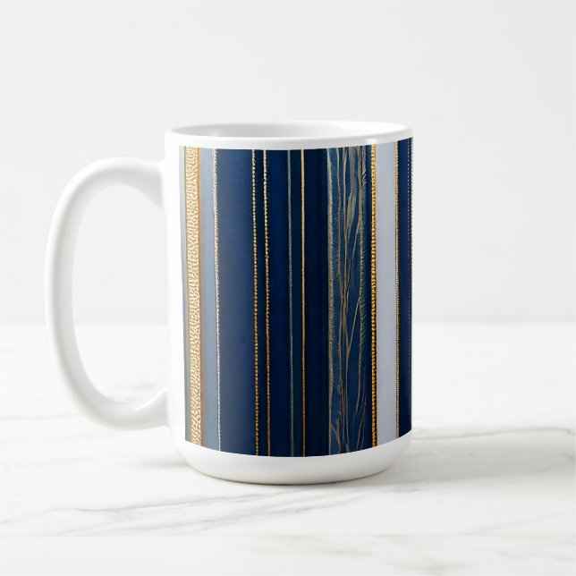 Hanukkah Blues Stripes Blue White Kaffeetasse (Links)