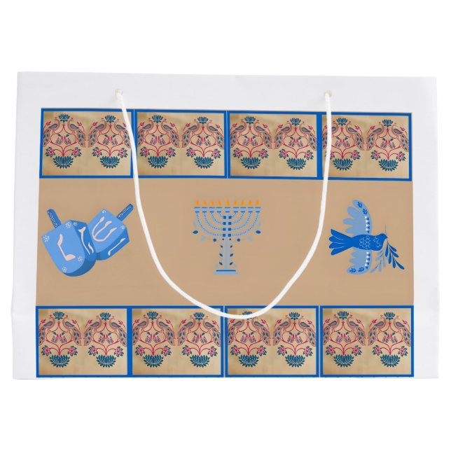 Hanukkah Blume Geschenktasche Große Geschenktüte (Rückseite)