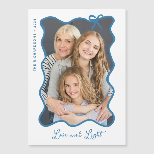 Hanukkah Bow | Hanukkah-Karte mit blauem und weiße Magnetkarte (Vorderseite)