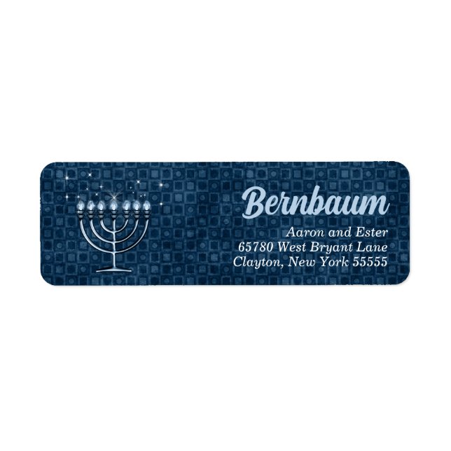 Hanukkah Bright Menorah Traditionelle blaue Adress (Vorne)
