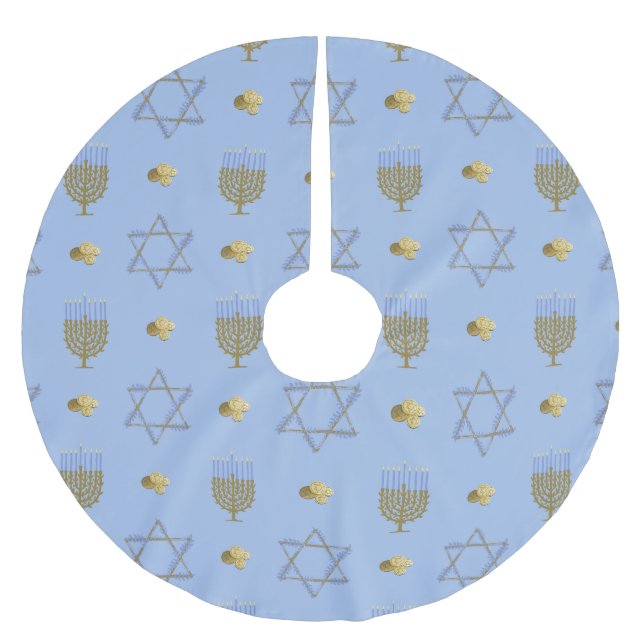 Hanukkah Bush Polyester Weihnachtsbaumdecke (Vorderseite)