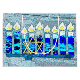 Hanukkah Candles mit Gold Star von David Große Geschenktüte